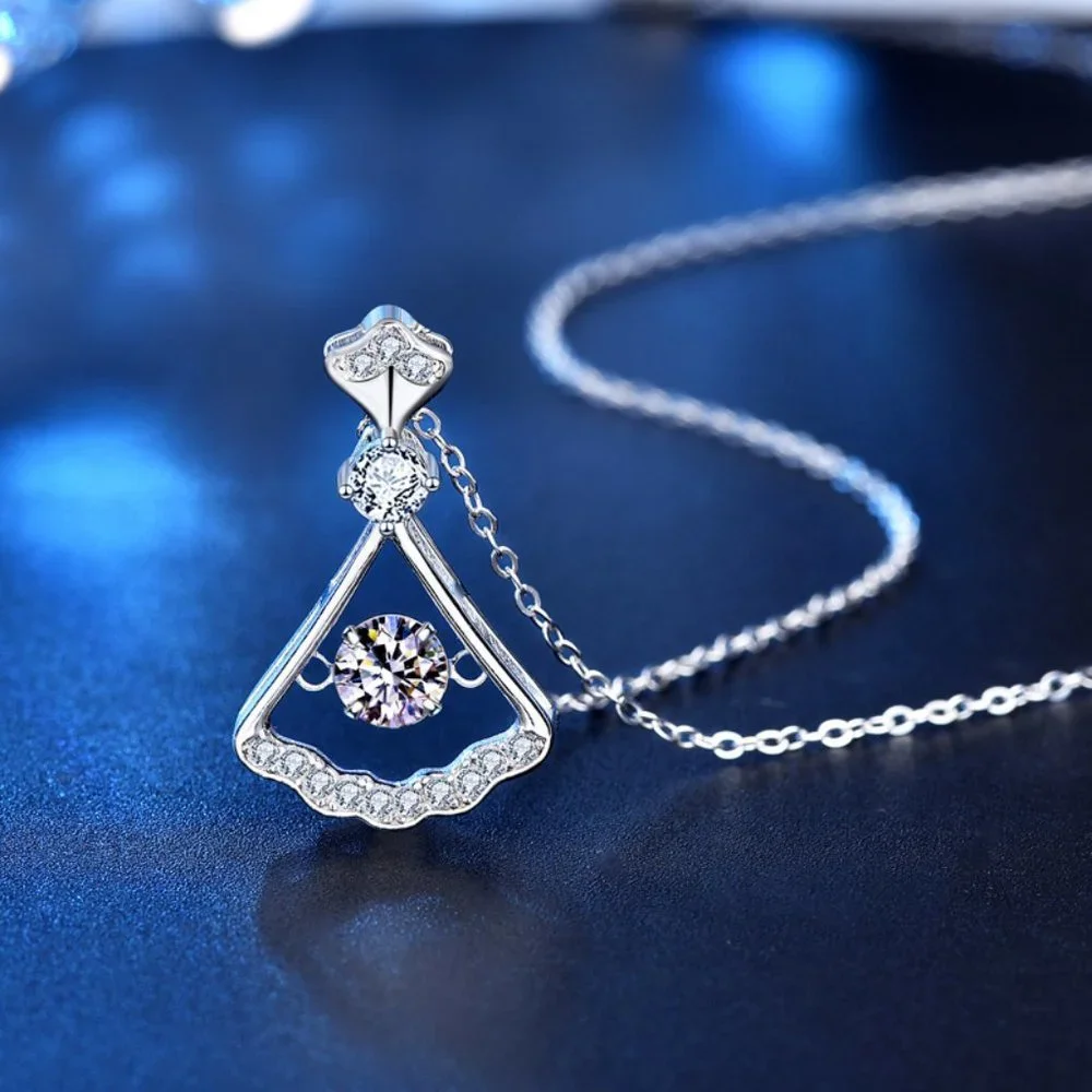 Certified 1/2 ct. t.w. Diamond Moissanite Dancing Skirt Necklace NEW